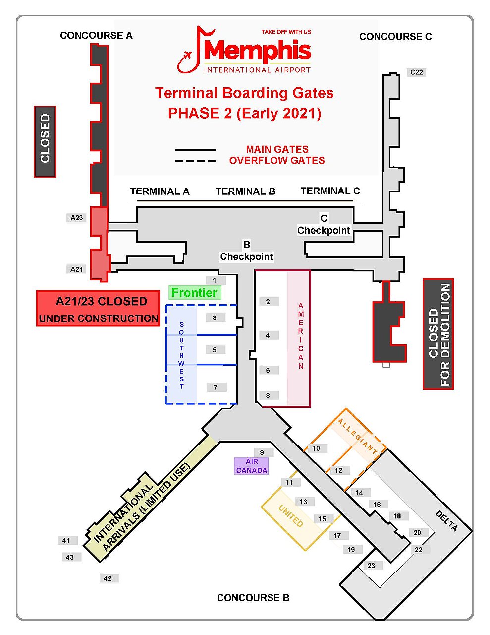 Memphis International Airport Terminal Map